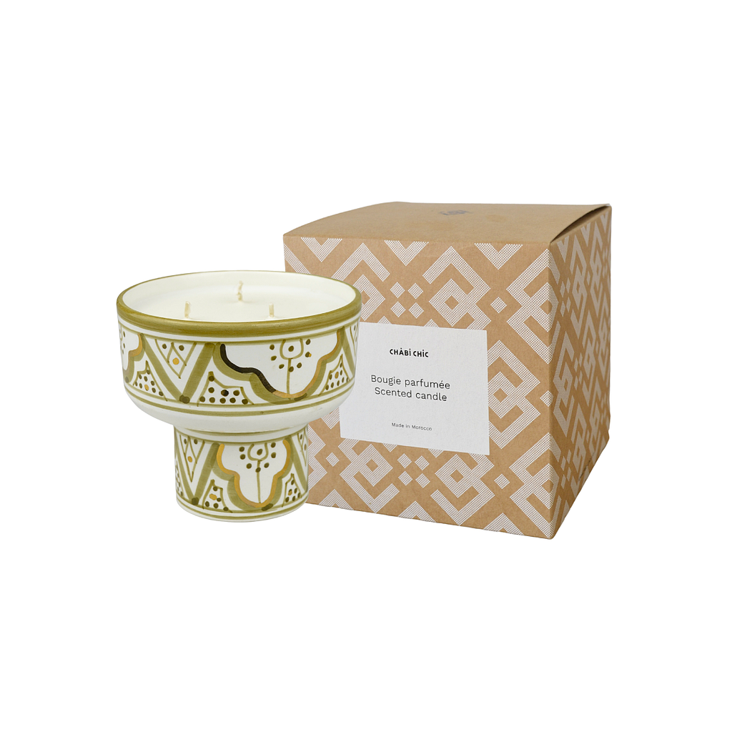 bougie piedestal Zwak kaki parfumée fleur d'oranger