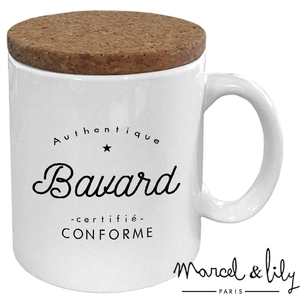 Mug avec son couvercle en liège  Authentique Bavard