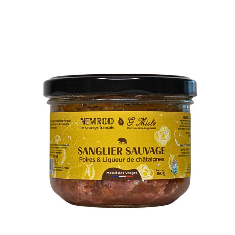 Terrine de sanglier sauvage aux poires et liqueur de châtaignes - 180g