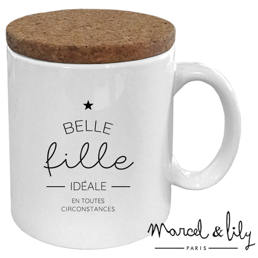 Mug avec son couvercle en liège Belle fille idéale