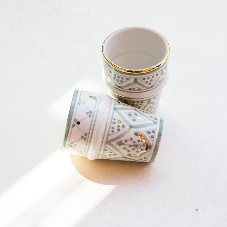 2 Grandes tasses beldi céramique mint gold