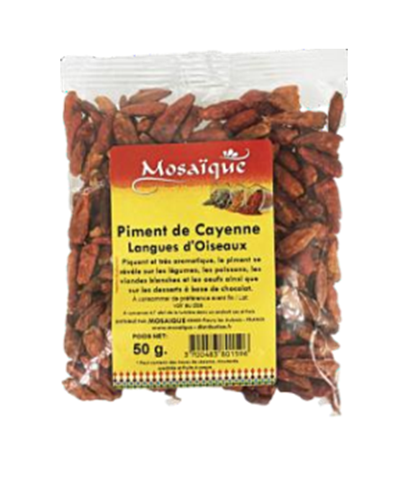 Piment de cayenne longue d'oiseaux 50gr (Mosaïque)