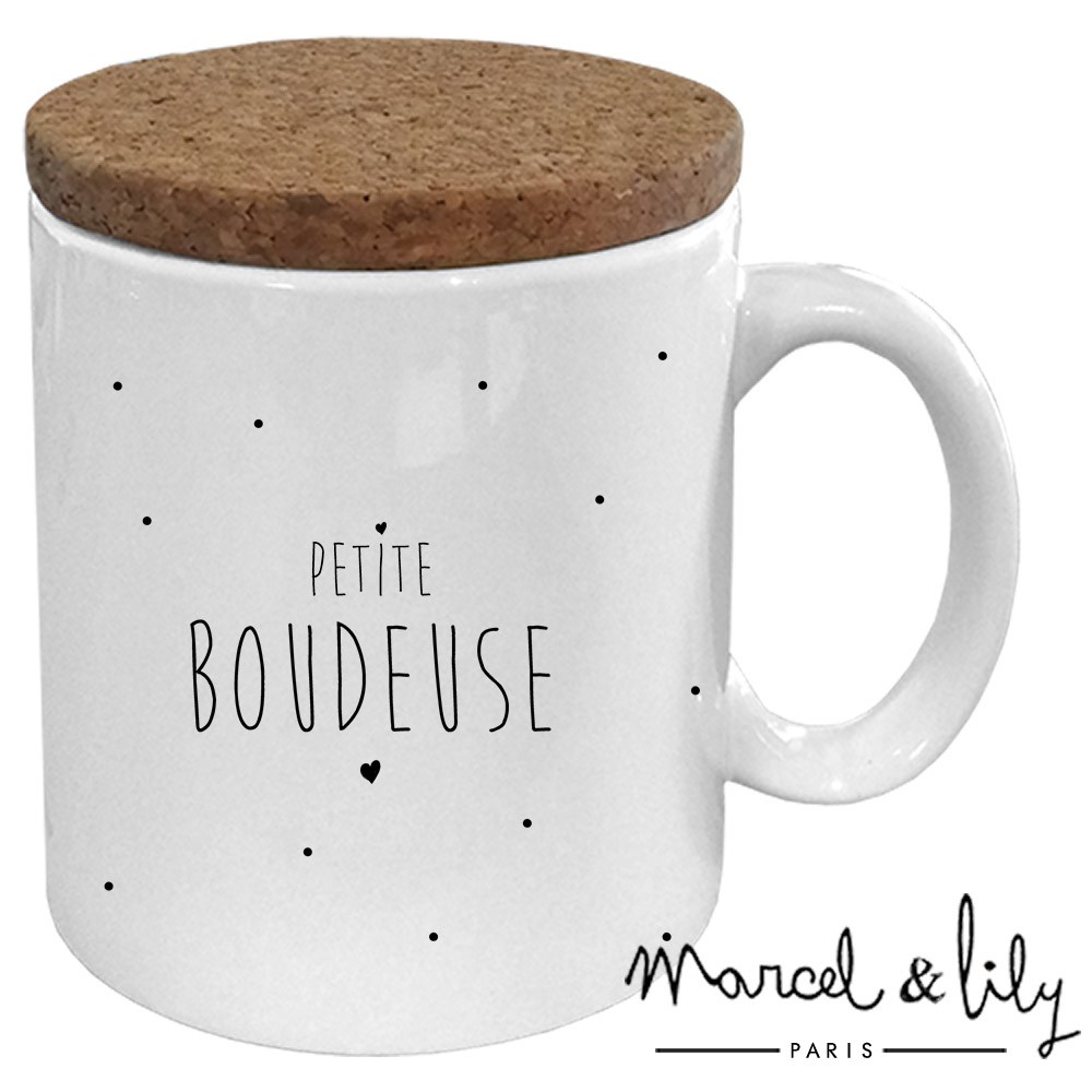 Mug avec son couvercle en liège  Petite Boudeuse